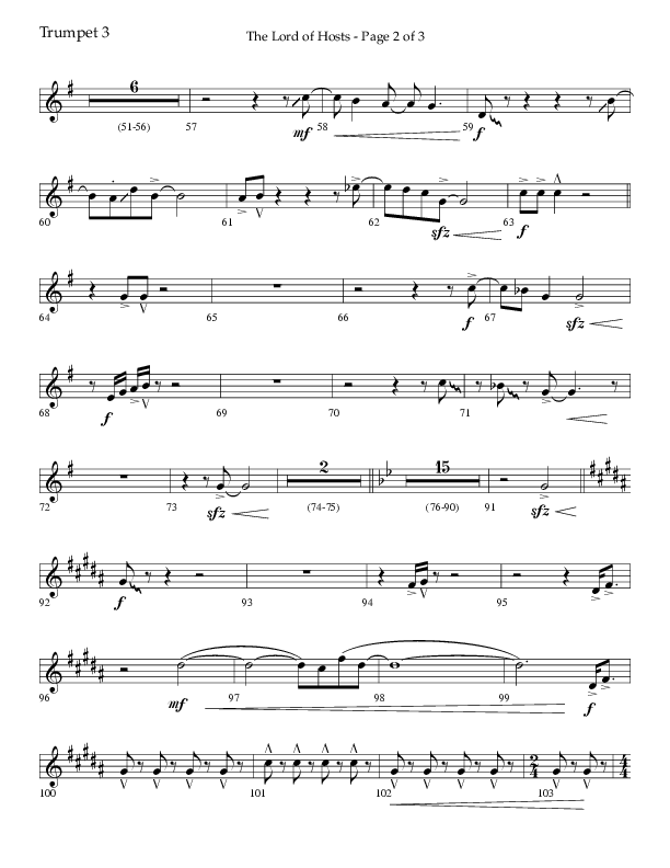 The Lord of Hosts (Choral Anthem SATB) Trumpet 3 (Lifeway Choral / Arr. John Bolin)