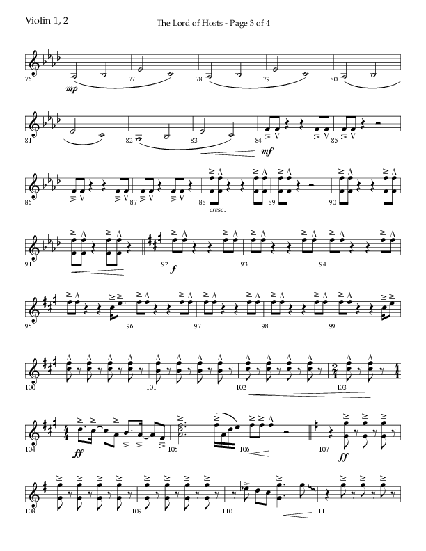 The Lord of Hosts (Choral Anthem SATB) Violin 1/2 (Lifeway Choral / Arr. John Bolin)