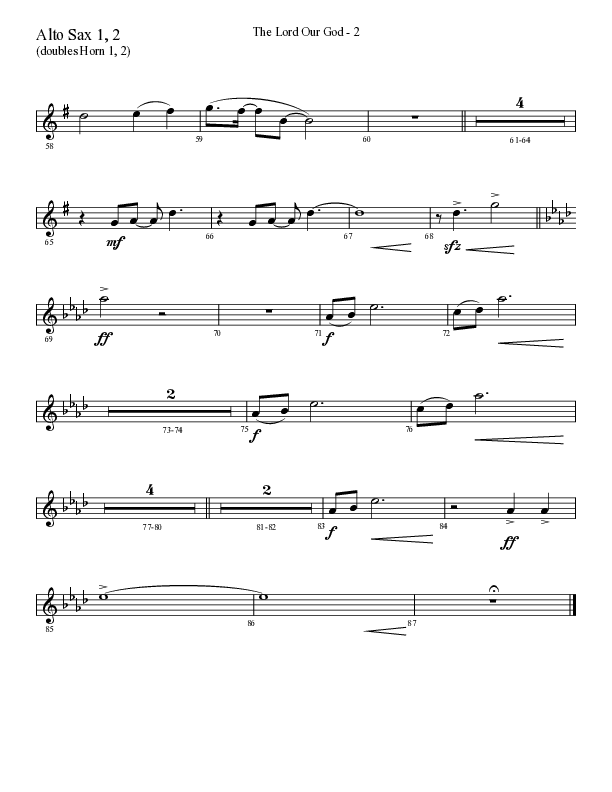 The Lord Our God with You Are God Alone (Not A God) (Choral Anthem SATB) Alto Sax 1/2 (Lifeway Choral / Arr. Cliff Duren)
