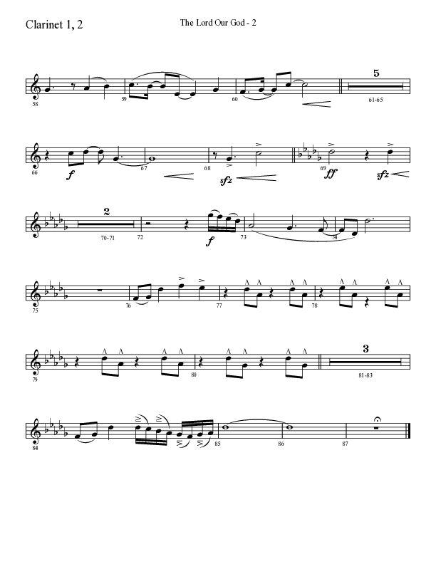 The Lord Our God with You Are God Alone (Not A God) (Choral Anthem SATB) Clarinet (Lifeway Choral / Arr. Cliff Duren)