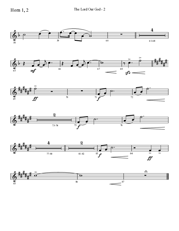 The Lord Our God with You Are God Alone (Not A God) (Choral Anthem SATB) French Horn 1/2 (Lifeway Choral / Arr. Cliff Duren)