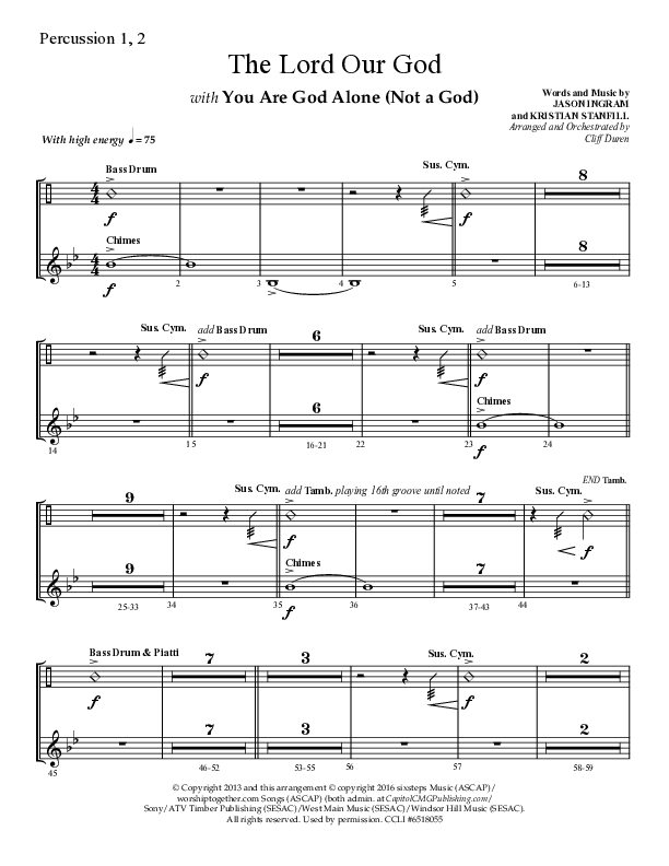 The Lord Our God with You Are God Alone (Not A God) (Choral Anthem SATB) Percussion 1/2 (Lifeway Choral / Arr. Cliff Duren)