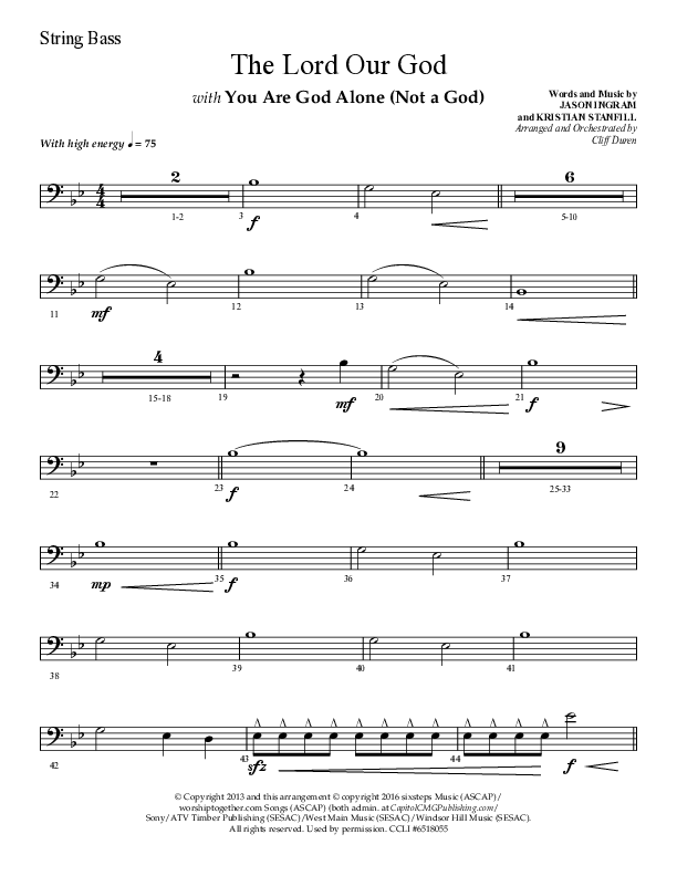 The Lord Our God with You Are God Alone (Not A God) (Choral Anthem SATB) String Bass (Lifeway Choral / Arr. Cliff Duren)