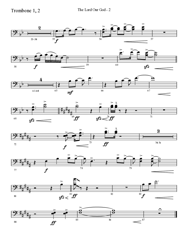 The Lord Our God with You Are God Alone (Not A God) (Choral Anthem SATB) Trombone 1/2 (Lifeway Choral / Arr. Cliff Duren)