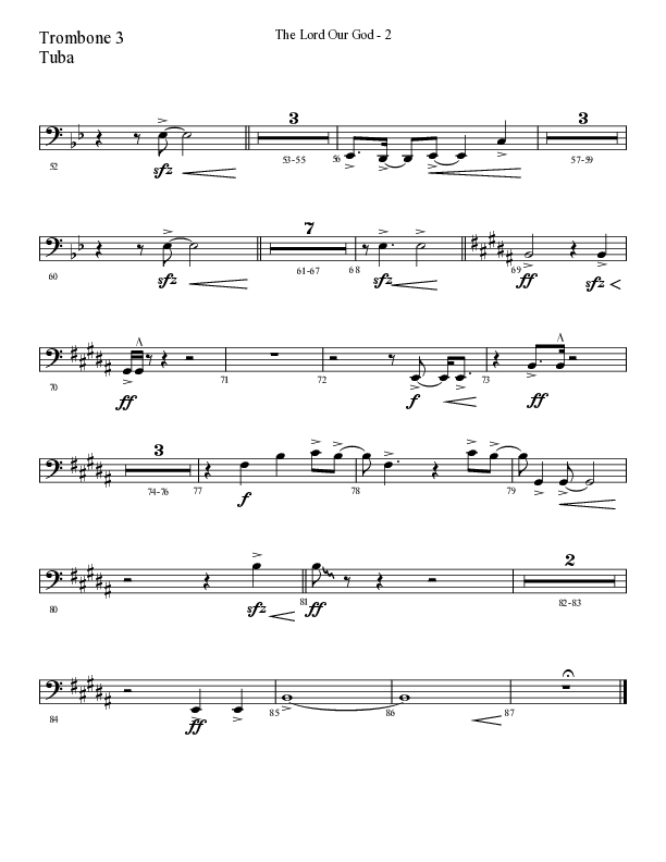 The Lord Our God with You Are God Alone (Not A God) (Choral Anthem SATB) Trombone 3/Tuba (Lifeway Choral / Arr. Cliff Duren)