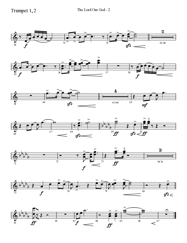 The Lord Our God with You Are God Alone (Not A God) (Choral Anthem SATB) Trumpet 1,2 (Lifeway Choral / Arr. Cliff Duren)