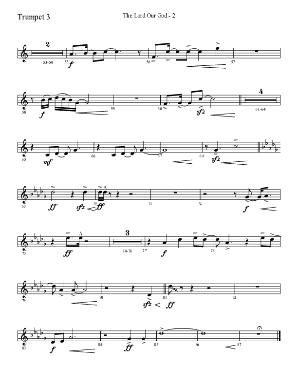 The Lord Our God with You Are God Alone (Not A God) (Choral Anthem SATB) Trumpet 3 (Lifeway Choral / Arr. Cliff Duren)