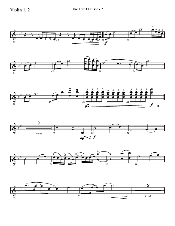 The Lord Our God with You Are God Alone (Not A God) (Choral Anthem SATB) Violin 1/2 (Lifeway Choral / Arr. Cliff Duren)