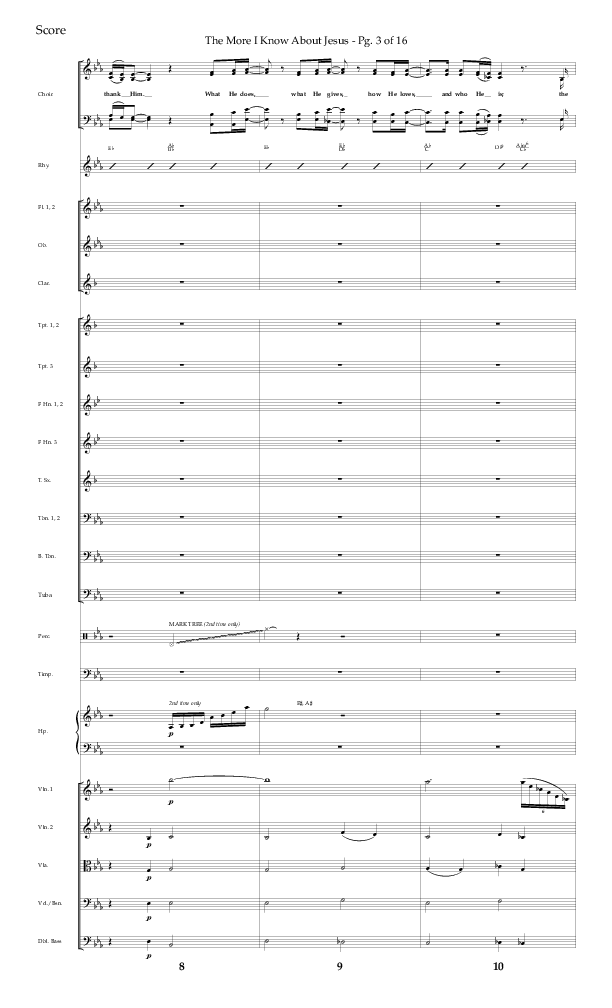 The More I Know About Jesus (with More About Jesus and Oh How I Love Jesus) (Choral Anthem SATB) Conductor's Score (Lifeway Choral / Arr. Bradley Knight)