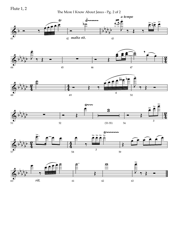 The More I Know About Jesus (with More About Jesus and Oh How I Love Jesus) (Choral Anthem SATB) Flute 1/2 (Lifeway Choral / Arr. Bradley Knight)