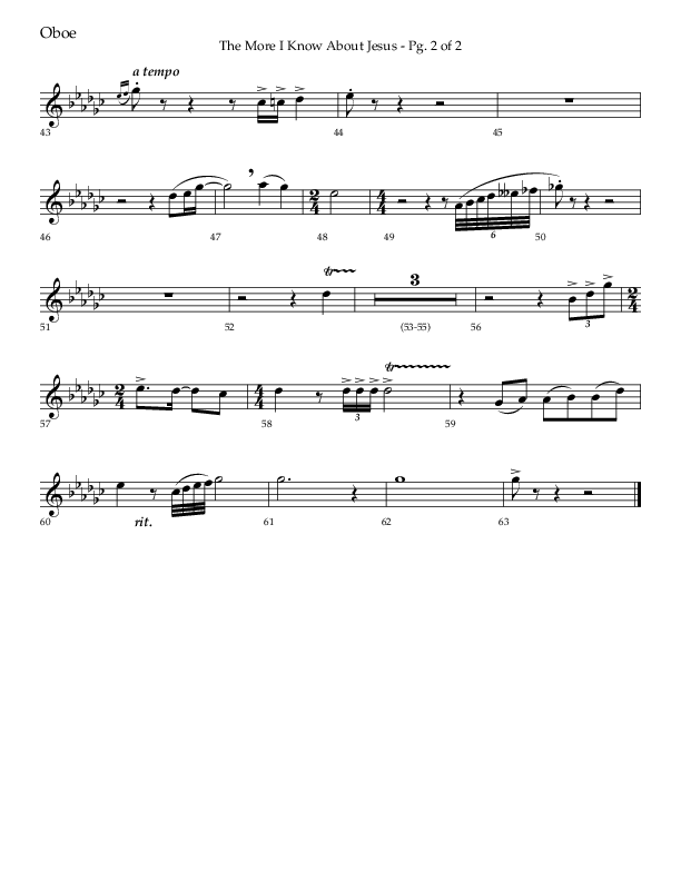 The More I Know About Jesus (with More About Jesus and Oh How I Love Jesus) (Choral Anthem SATB) Oboe (Lifeway Choral / Arr. Bradley Knight)