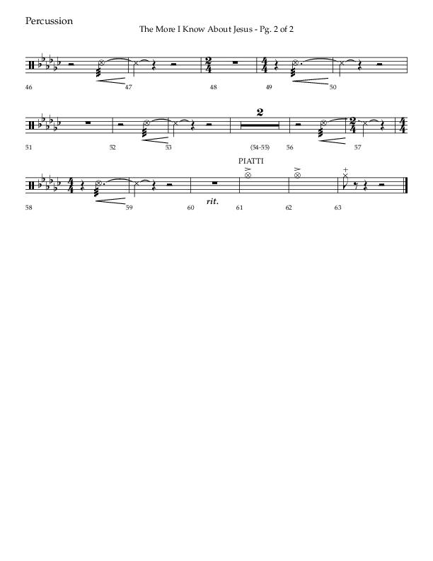 The More I Know About Jesus (with More About Jesus and Oh How I Love Jesus) (Choral Anthem SATB) Percussion (Lifeway Choral / Arr. Bradley Knight)