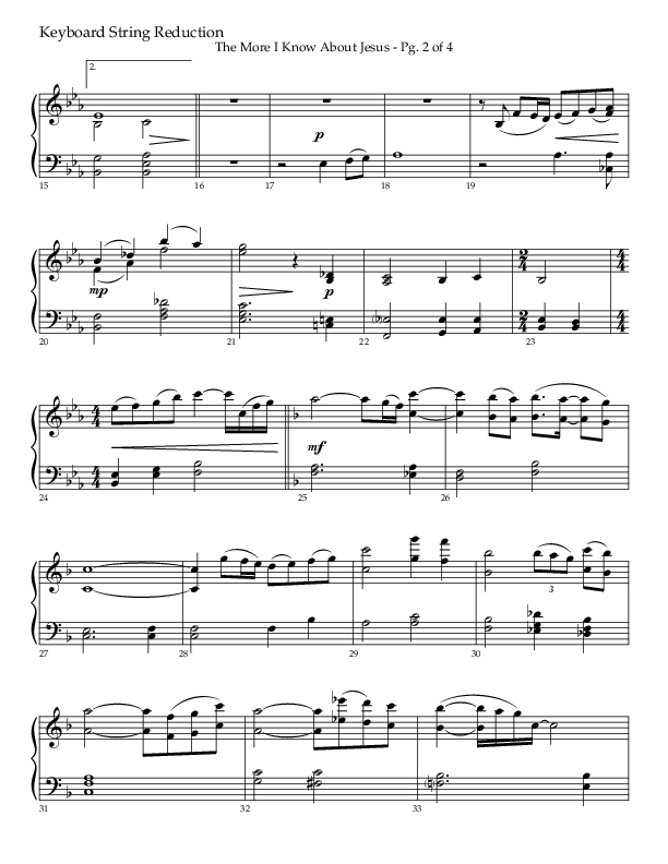 The More I Know About Jesus (with More About Jesus and Oh How I Love Jesus) (Choral Anthem SATB) String Reduction (Lifeway Choral / Arr. Bradley Knight)