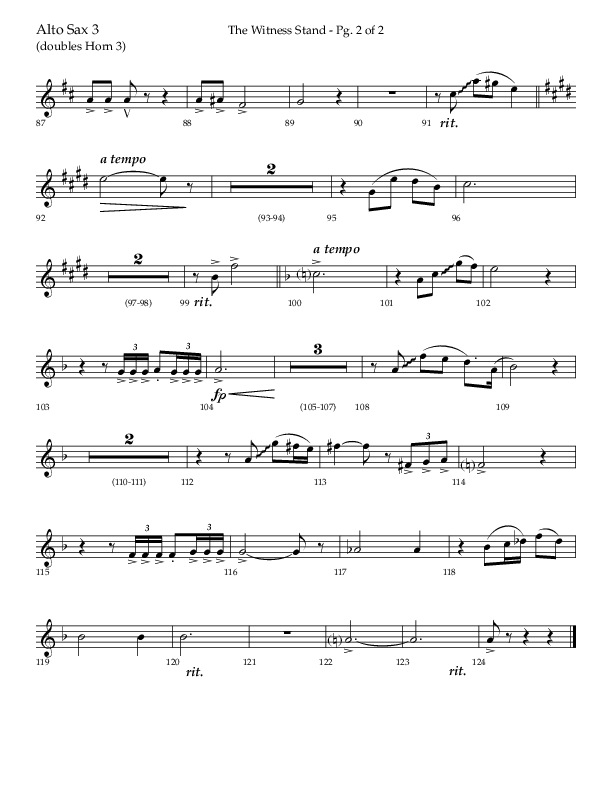 The Witness Stand (Choral Anthem SATB) Alto Sax (Lifeway Choral / Arr. Bradley Knight)