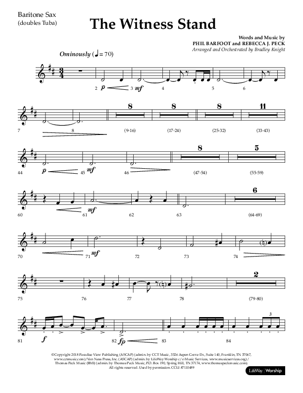 The Witness Stand (Choral Anthem SATB) Bari Sax (Lifeway Choral / Arr. Bradley Knight)