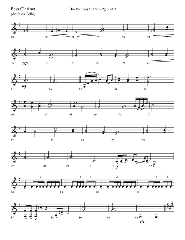 The Witness Stand (Choral Anthem SATB) Bass Clarinet (Lifeway Choral / Arr. Bradley Knight)