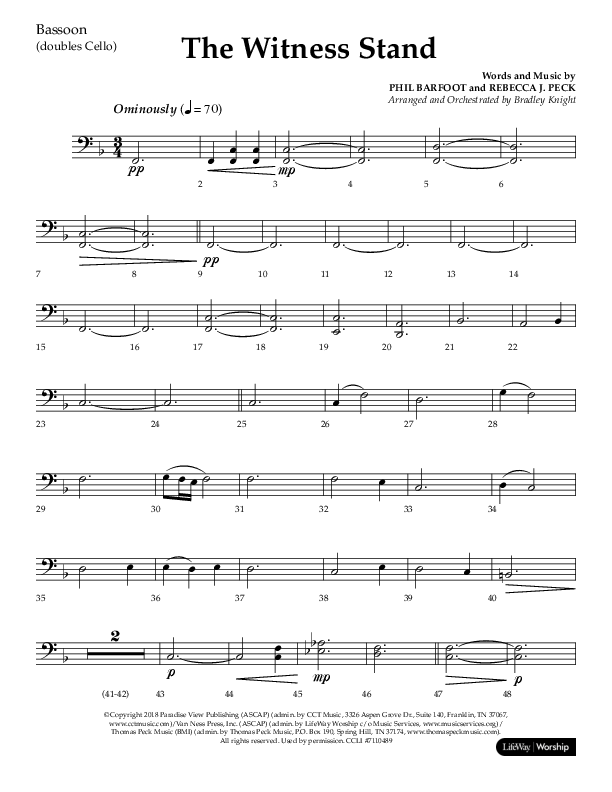 The Witness Stand (Choral Anthem SATB) Bassoon (Lifeway Choral / Arr. Bradley Knight)
