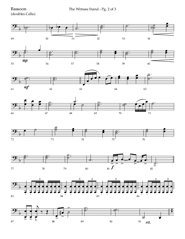 The Witness Stand (Choral Anthem SATB) Bassoon (Lifeway Choral / Arr. Bradley Knight)