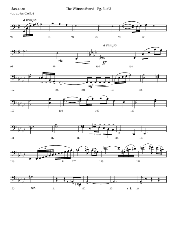 The Witness Stand (Choral Anthem SATB) Bassoon (Lifeway Choral / Arr. Bradley Knight)