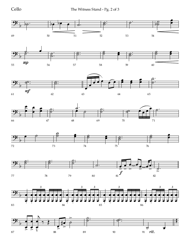 The Witness Stand (Choral Anthem SATB) Cello (Lifeway Choral / Arr. Bradley Knight)