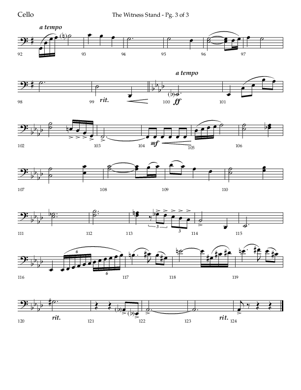 The Witness Stand (Choral Anthem SATB) Cello (Lifeway Choral / Arr. Bradley Knight)