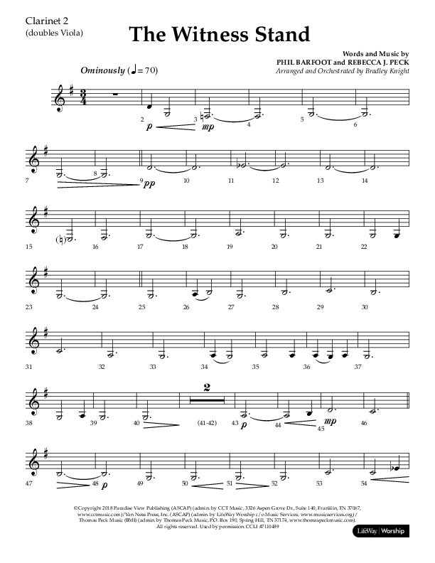 The Witness Stand (Choral Anthem SATB) Clarinet (Lifeway Choral / Arr. Bradley Knight)