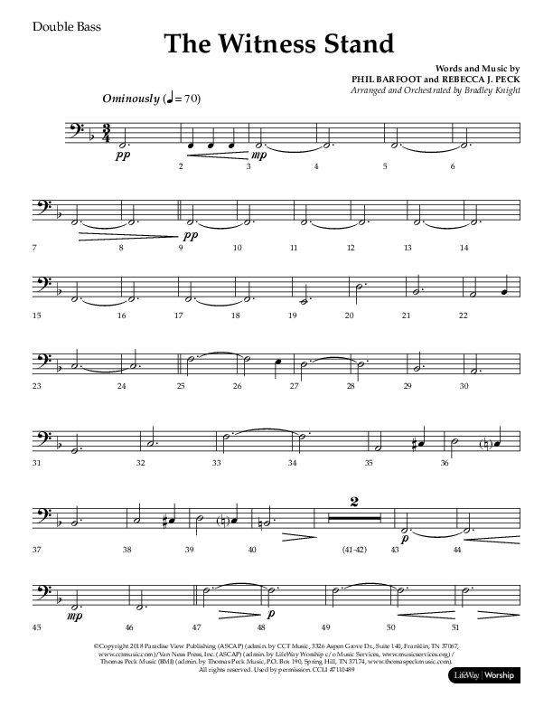 The Witness Stand (Choral Anthem SATB) Double Bass (Lifeway Choral / Arr. Bradley Knight)