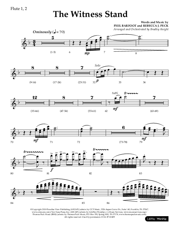 The Witness Stand (Choral Anthem SATB) Flute 1/2 (Lifeway Choral / Arr. Bradley Knight)