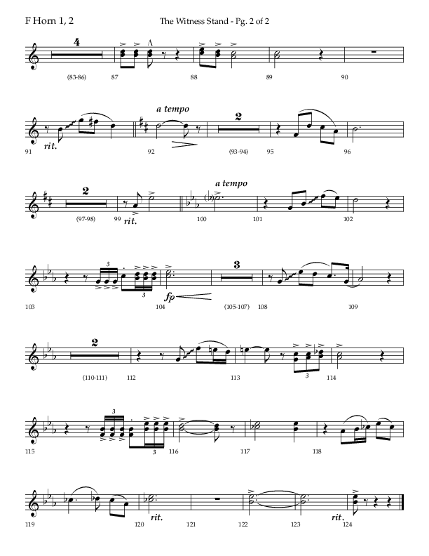 The Witness Stand (Choral Anthem SATB) French Horn 1/2 (Lifeway Choral / Arr. Bradley Knight)