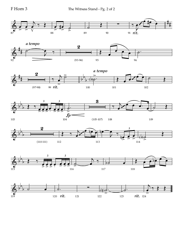 The Witness Stand (Choral Anthem SATB) French Horn 3 (Lifeway Choral / Arr. Bradley Knight)