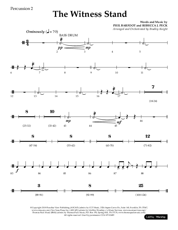 The Witness Stand (Choral Anthem SATB) Percussion 1/2 (Lifeway Choral / Arr. Bradley Knight)