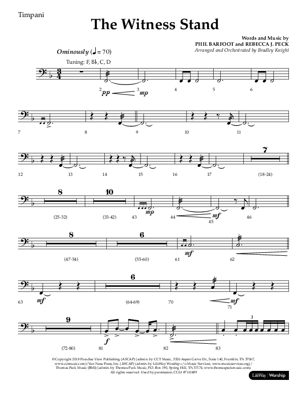 The Witness Stand (Choral Anthem SATB) Timpani (Lifeway Choral / Arr. Bradley Knight)