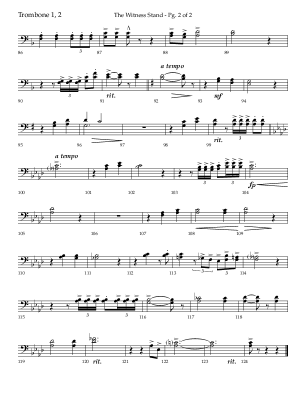 The Witness Stand (Choral Anthem SATB) Trombone 1/2 (Lifeway Choral / Arr. Bradley Knight)
