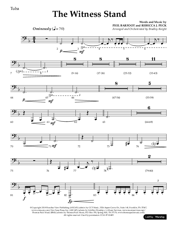 The Witness Stand (Choral Anthem SATB) Tuba (Lifeway Choral / Arr. Bradley Knight)