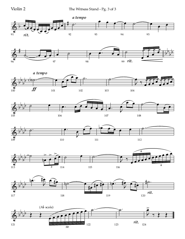 The Witness Stand (Choral Anthem SATB) Violin 2 (Lifeway Choral / Arr. Bradley Knight)