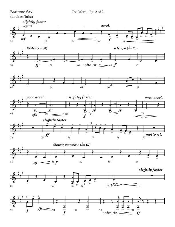 The Word (Choral Anthem SATB) Bari Sax (Lifeway Choral / Arr. Ken Barker / Orch. David Shipps)