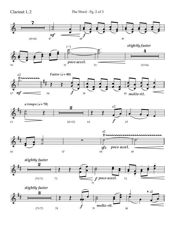 The Word (Choral Anthem SATB) Clarinet 1/2 (Lifeway Choral / Arr. Ken Barker / Orch. David Shipps)