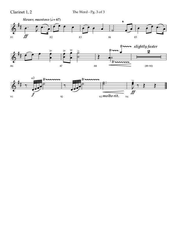 The Word (Choral Anthem SATB) Clarinet 1/2 (Lifeway Choral / Arr. Ken Barker / Orch. David Shipps)