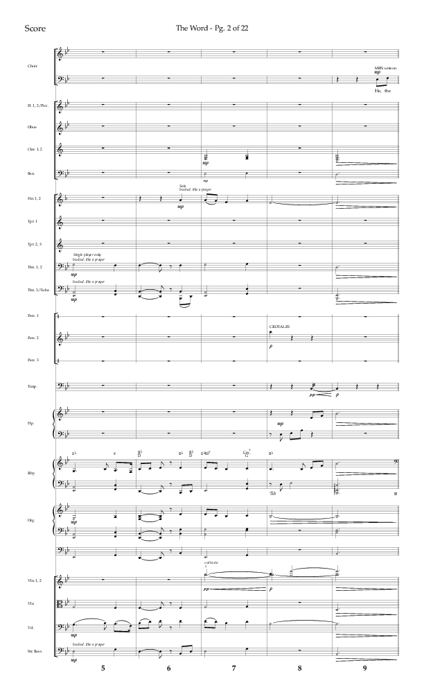 The Word (Choral Anthem SATB) Orchestration (Lifeway Choral / Arr. Ken Barker / Orch. David Shipps)