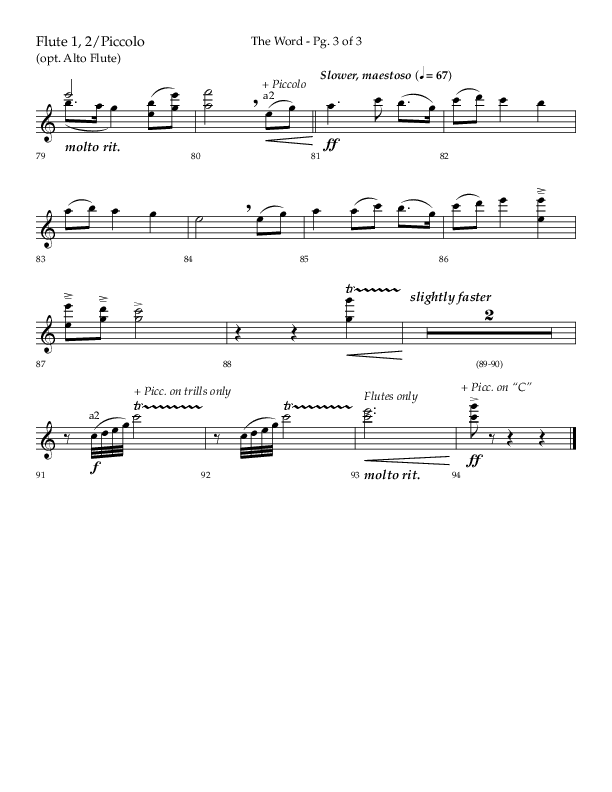 The Word (Choral Anthem SATB) Flute 1/2 (Lifeway Choral / Arr. Ken Barker / Orch. David Shipps)