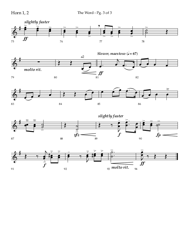 The Word (Choral Anthem SATB) French Horn 1/2 (Lifeway Choral / Arr. Ken Barker / Orch. David Shipps)