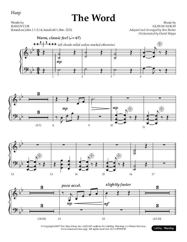 The Word (Choral Anthem SATB) Harp (Lifeway Choral / Arr. Ken Barker / Orch. David Shipps)