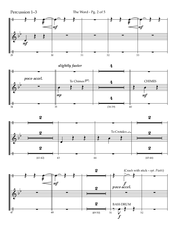 The Word (Choral Anthem SATB) Percussion (Lifeway Choral / Arr. Ken Barker / Orch. David Shipps)