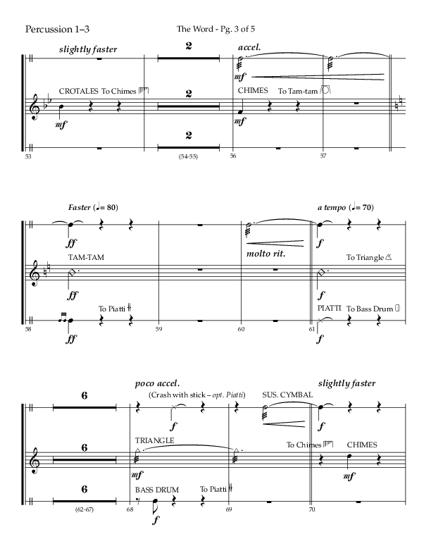 The Word (Choral Anthem SATB) Percussion (Lifeway Choral / Arr. Ken Barker / Orch. David Shipps)