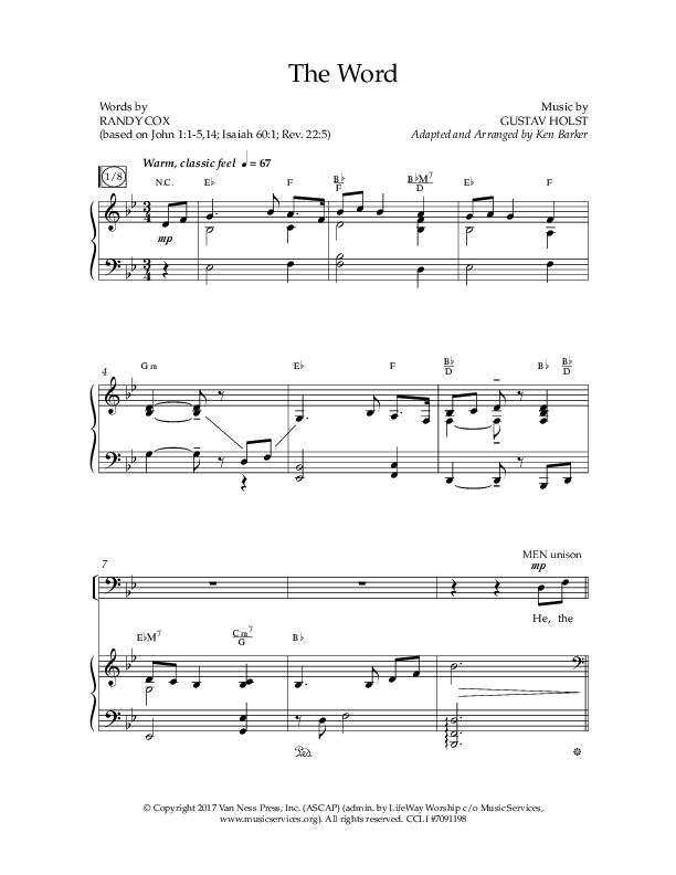 The Word (Choral Anthem SATB) Anthem (SATB/Piano) (Lifeway Choral / Arr. Ken Barker / Orch. David Shipps)