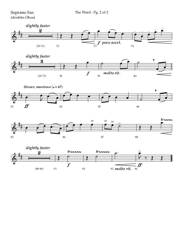 The Word (Choral Anthem SATB) Soprano Sax (Lifeway Choral / Arr. Ken Barker / Orch. David Shipps)