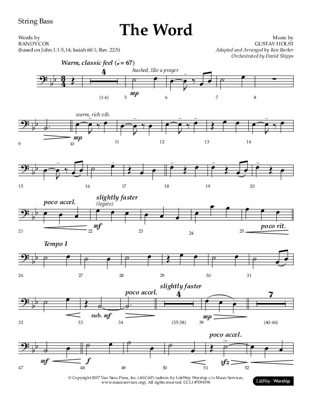 The Word (Choral Anthem SATB) String Bass (Lifeway Choral / Arr. Ken Barker / Orch. David Shipps)