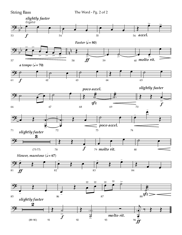The Word (Choral Anthem SATB) String Bass (Lifeway Choral / Arr. Ken Barker / Orch. David Shipps)