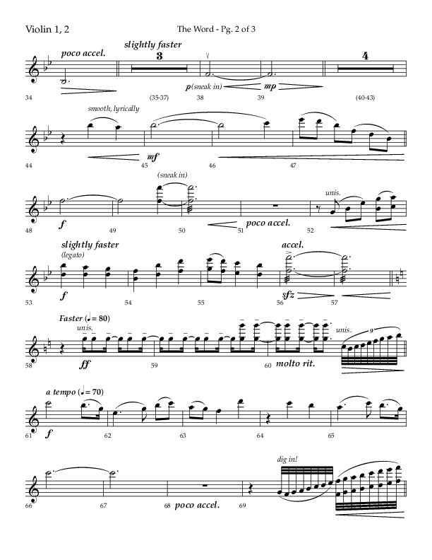 The Word (Choral Anthem SATB) Violin 1/2 (Lifeway Choral / Arr. Ken Barker / Orch. David Shipps)
