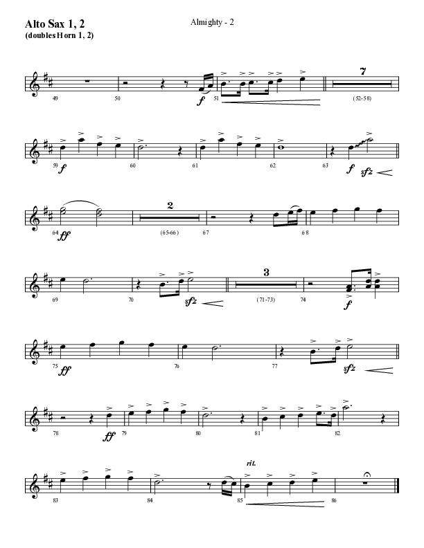 Almighty with Holy Holy Holy (Choral Anthem SATB) Alto Sax 1/2 (Lifeway Choral / Arr. Cliff Duren)